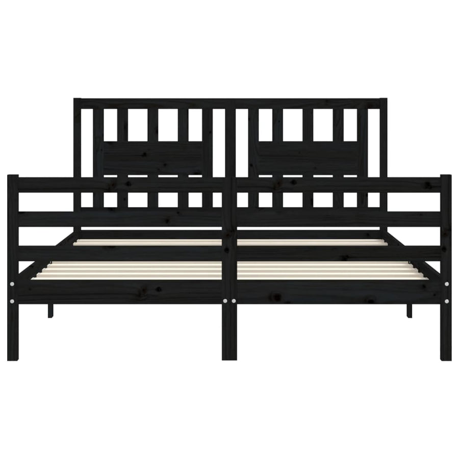 Bed Frame without Mattress Black 150x200 cm Solid Wood
