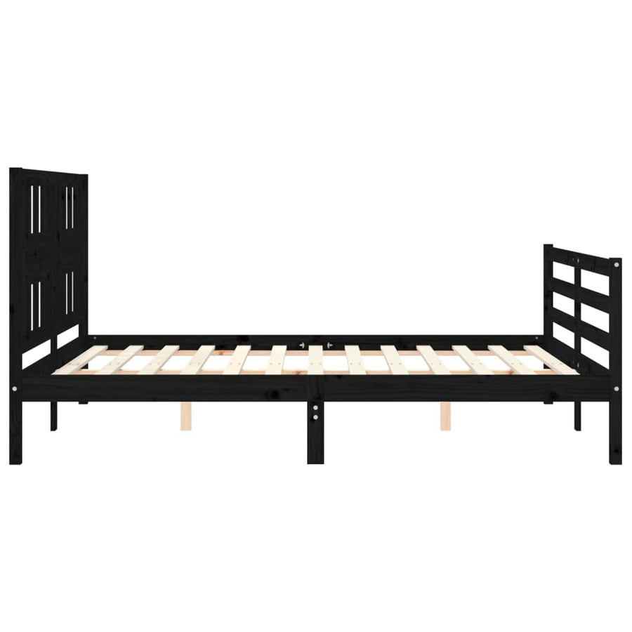 Bed Frame without Mattress Black 150x200 cm Solid Wood