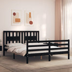 Bed Frame without Mattress Black 150x200 cm Solid Wood