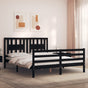Bed Frame without Mattress Black 150x200 cm Solid Wood