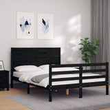 Bed Frame without Mattress Black 135x190 cm Solid Wood