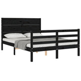 Bed Frame without Mattress Black 135x190 cm Solid Wood - Top-Down View