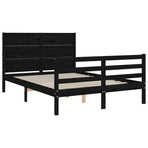 Bed Frame without Mattress Black 135x190 cm Solid Wood