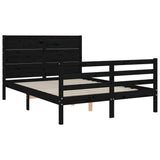 Bed Frame without Mattress Black 135x190 cm Solid Wood - 45-Degree Angle