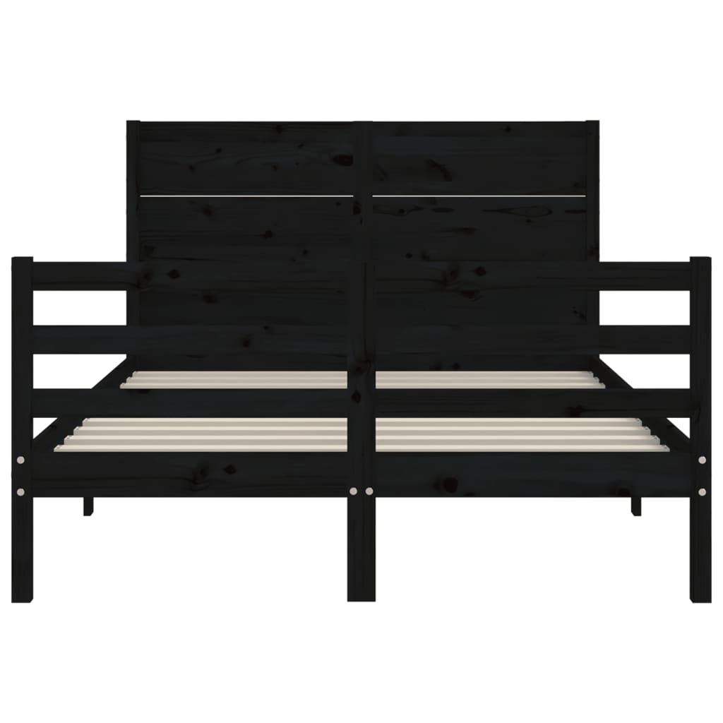 Bed Frame without Mattress Black 135x190 cm Solid Wood