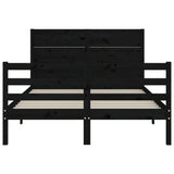 Bed Frame without Mattress Black 135x190 cm Solid Wood