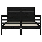 Bed Frame without Mattress Black 135x190 cm Solid Wood