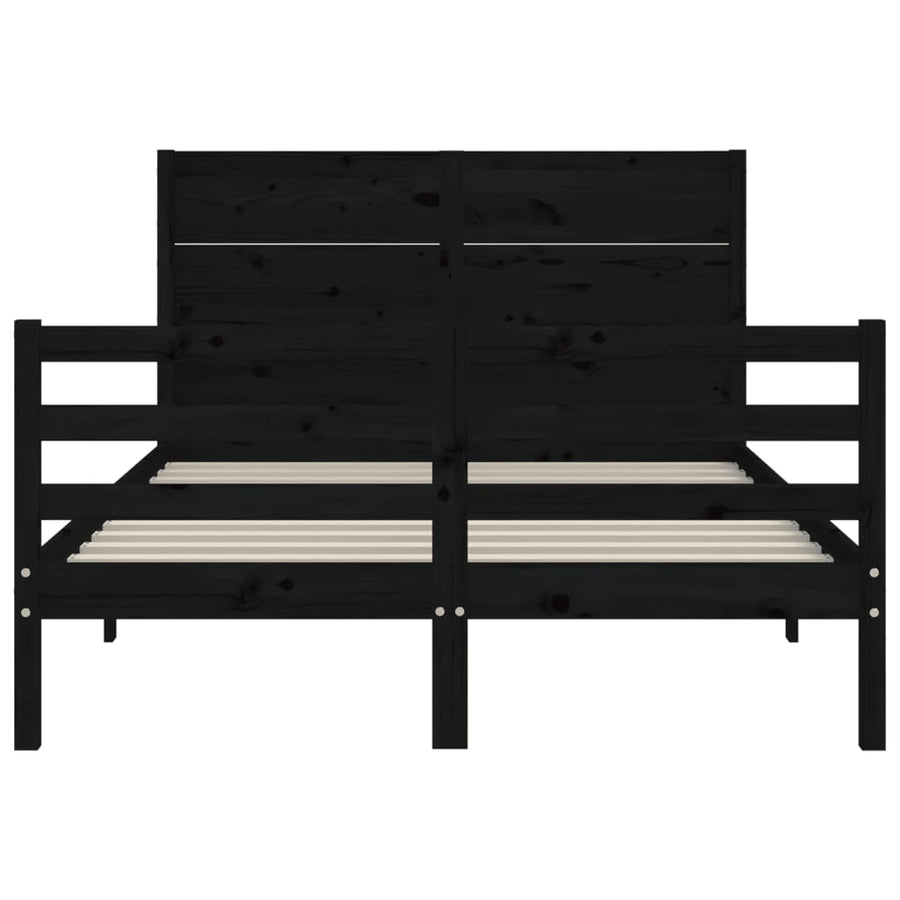 Bed Frame without Mattress Black 135x190 cm Solid Wood