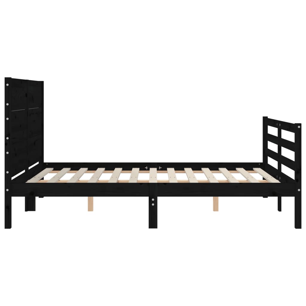 Bed Frame without Mattress Black 135x190 cm Solid Wood