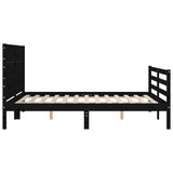 Bed Frame without Mattress Black 135x190 cm Solid Wood