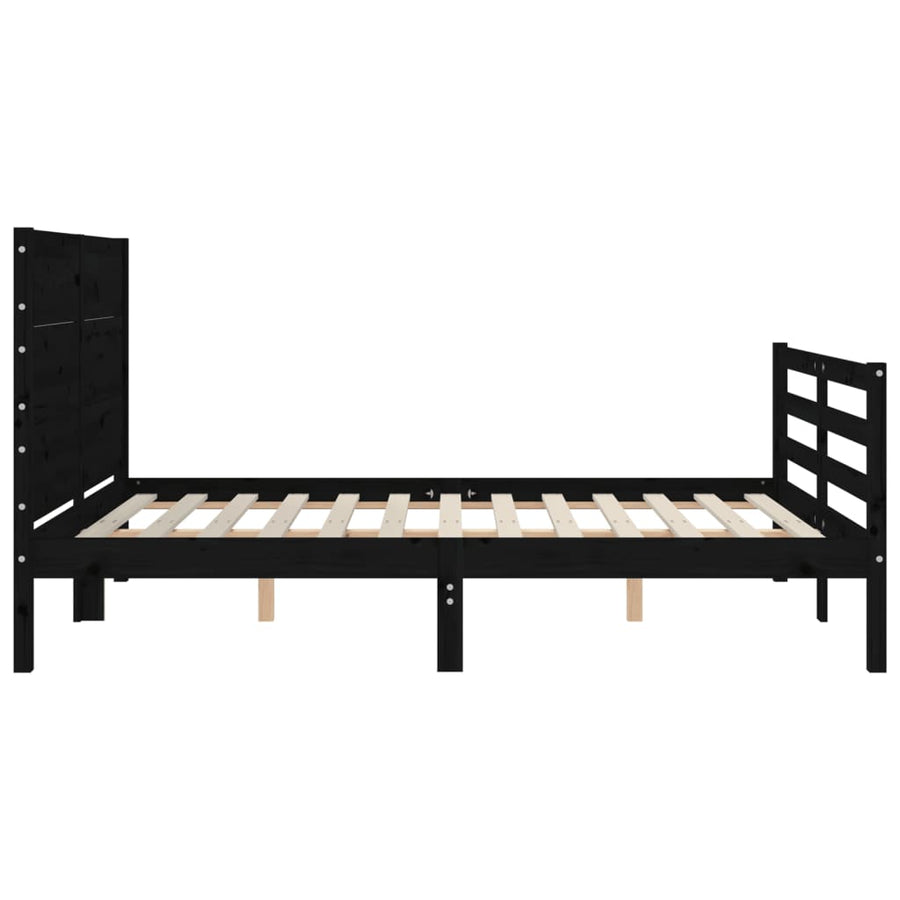 Bed Frame without Mattress Black 135x190 cm Solid Wood