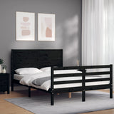 Bed Frame without Mattress Black 135x190 cm Solid Wood