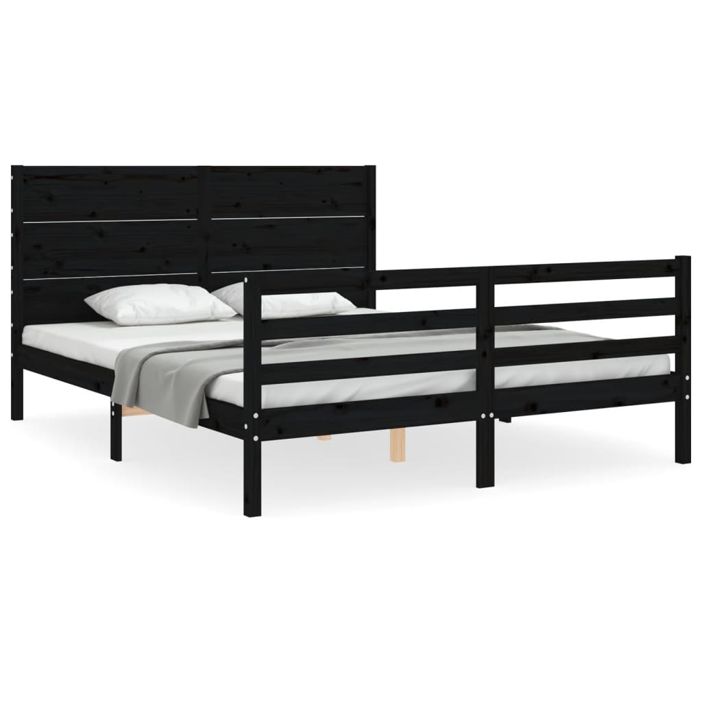 Bed Frame without Mattress Black 150x200 cm Solid Wood