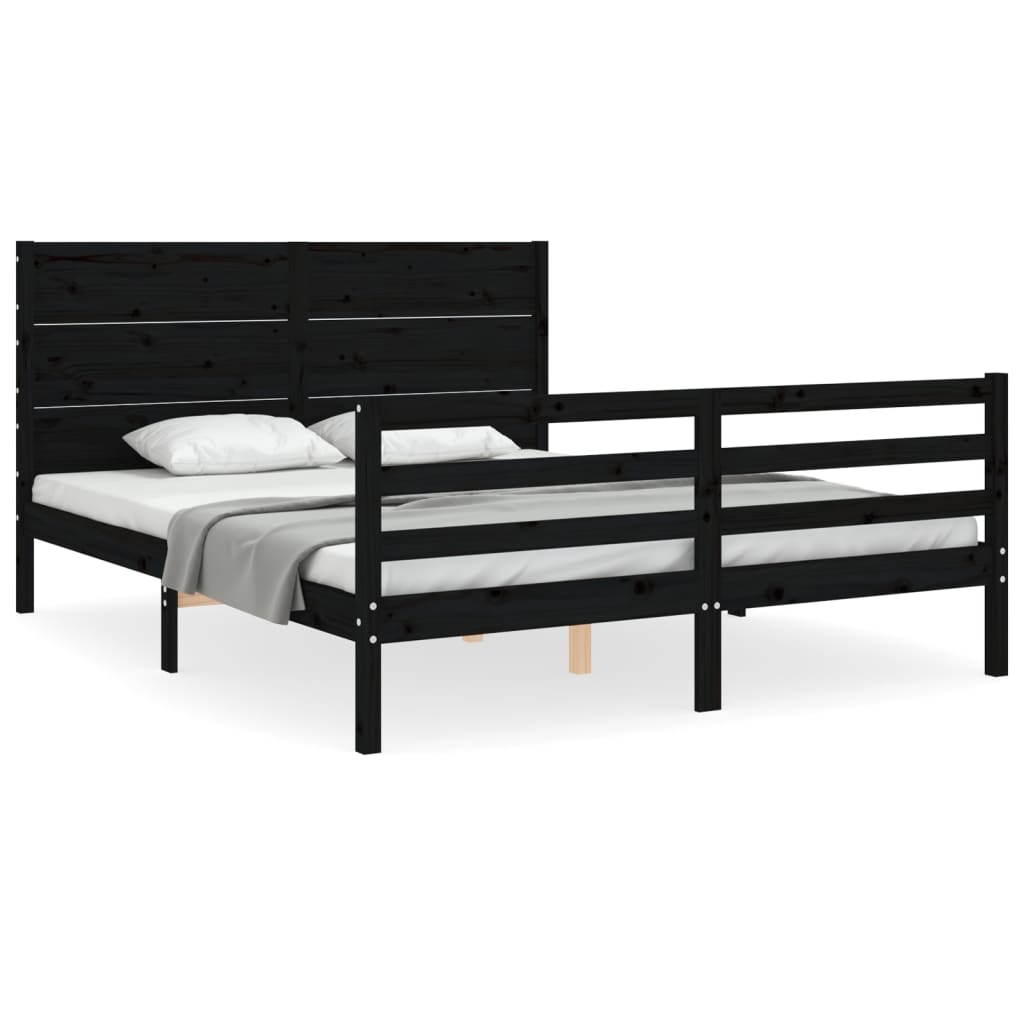 Bed Frame without Mattress Black 150x200 cm Solid Wood