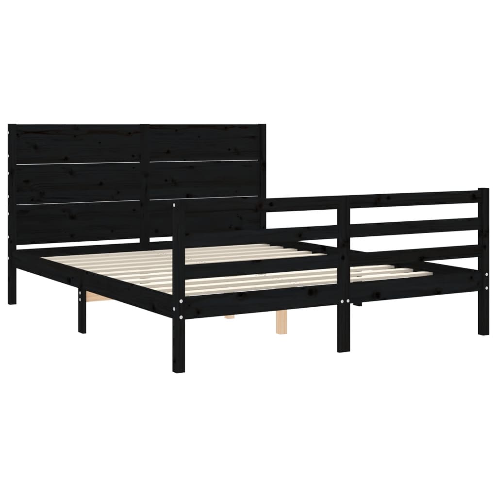 Bed Frame without Mattress Black 150x200 cm Solid Wood