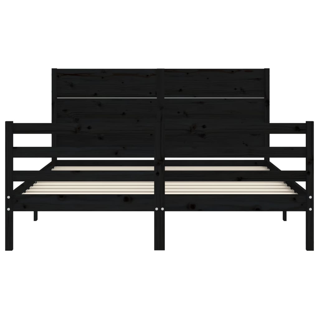 Bed Frame without Mattress Black 150x200 cm Solid Wood