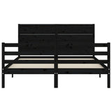 Bed Frame without Mattress Black 150x200 cm Solid Wood - Rear View