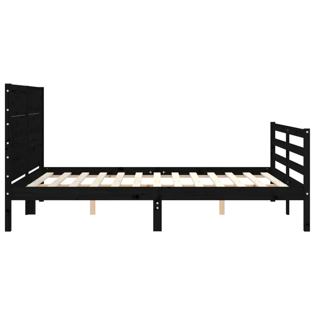 Bed Frame without Mattress Black 150x200 cm Solid Wood