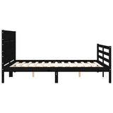 Bed Frame without Mattress Black 150x200 cm Solid Wood - Close-Up Angle