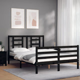 Bed Frame without Mattress Black 135x190 cm Solid Wood