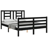 Bed Frame without Mattress Black 135x190 cm Solid Wood