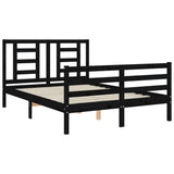 Bed Frame without Mattress Black 135x190 cm Solid Wood - 45-Degree Angle