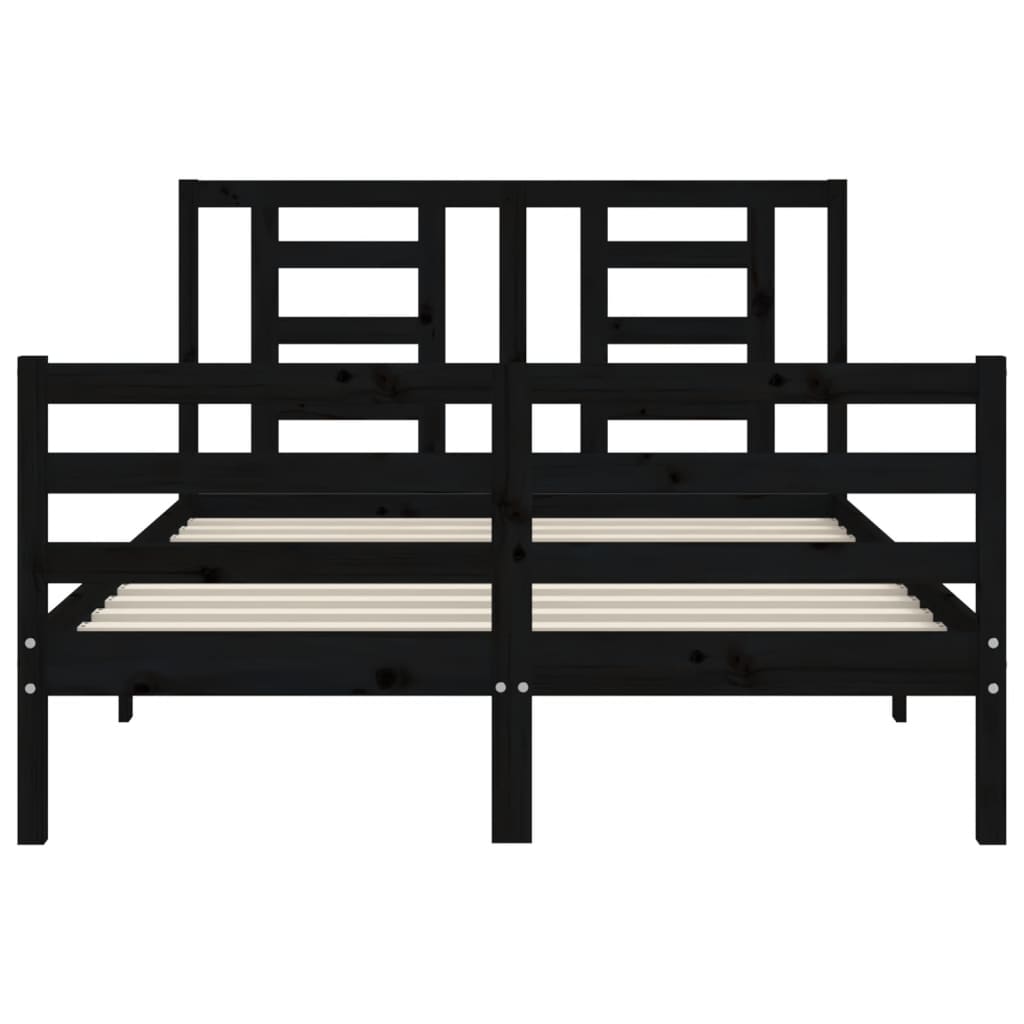 Bed Frame without Mattress Black 135x190 cm Solid Wood