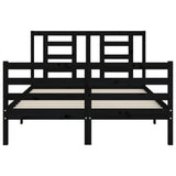 Bed Frame without Mattress Black 135x190 cm Solid Wood - Rear View