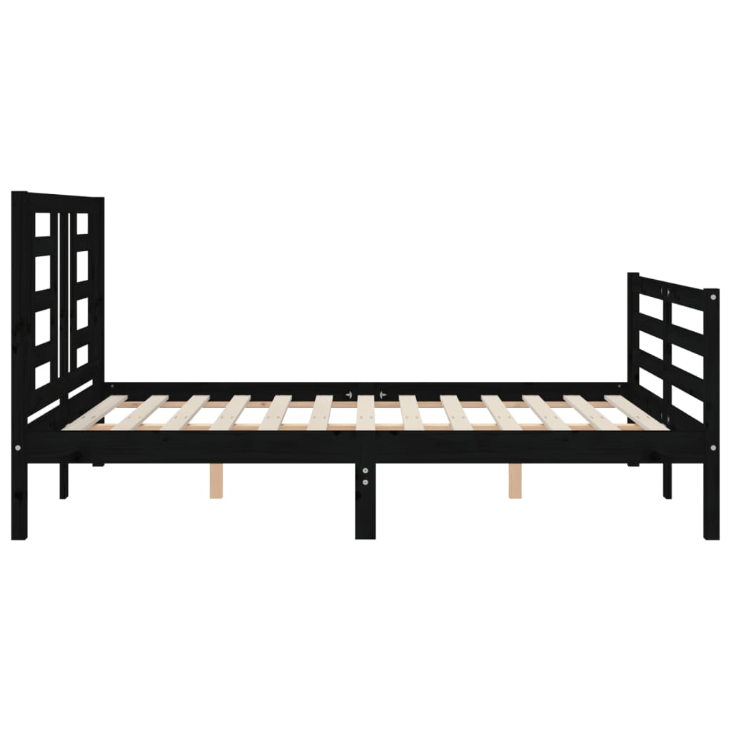 Bed Frame without Mattress Black 135x190 cm Solid Wood