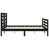 Bed Frame without Mattress Black 135x190 cm Solid Wood - Close-Up Angle