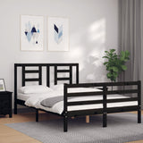 Bed Frame without Mattress Black 135x190 cm Solid Wood