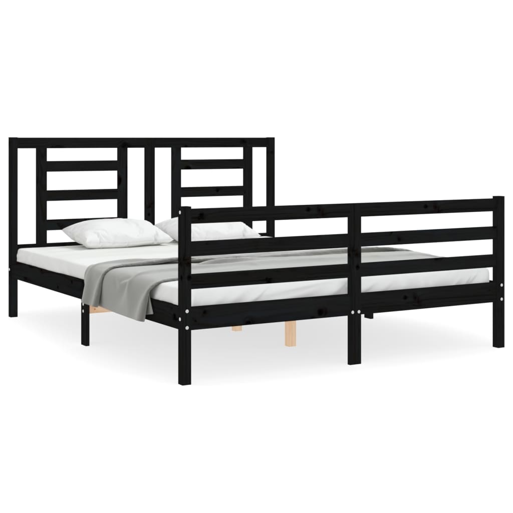 Bed Frame without Mattress Black 150x200 cm Solid Wood
