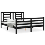 Bed Frame without Mattress Black 150x200 cm Solid Wood