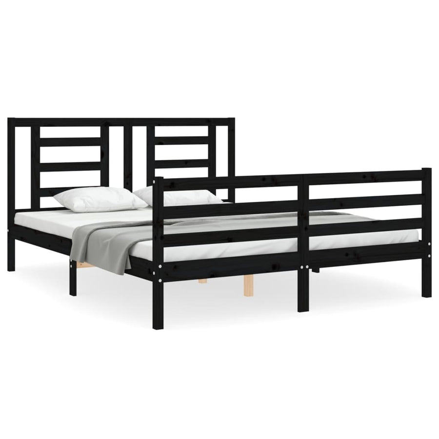 Bed Frame without Mattress Black 150x200 cm Solid Wood