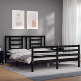 Bed Frame without Mattress Black 150x200 cm Solid Wood