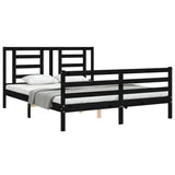 Bed Frame without Mattress Black 150x200 cm Solid Wood