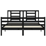 Bed Frame without Mattress Black 150x200 cm Solid Wood - Rear View