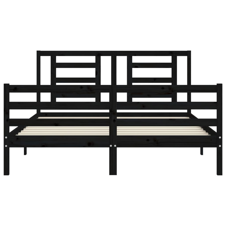 Bed Frame without Mattress Black 150x200 cm Solid Wood