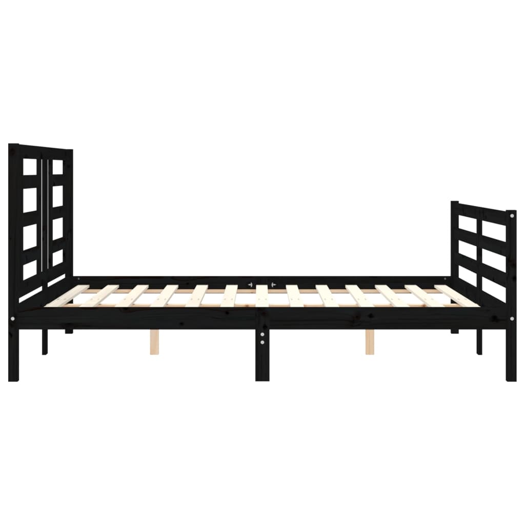 Bed Frame without Mattress Black 150x200 cm Solid Wood