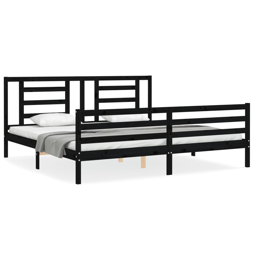 Bed Frame without Mattress Black 183x203 cm King Solid Wood