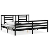 Bed Frame without Mattress Black 183x203 cm King Solid Wood - Front View