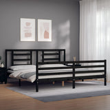 Bed Frame without Mattress Black 183x203 cm King Solid Wood