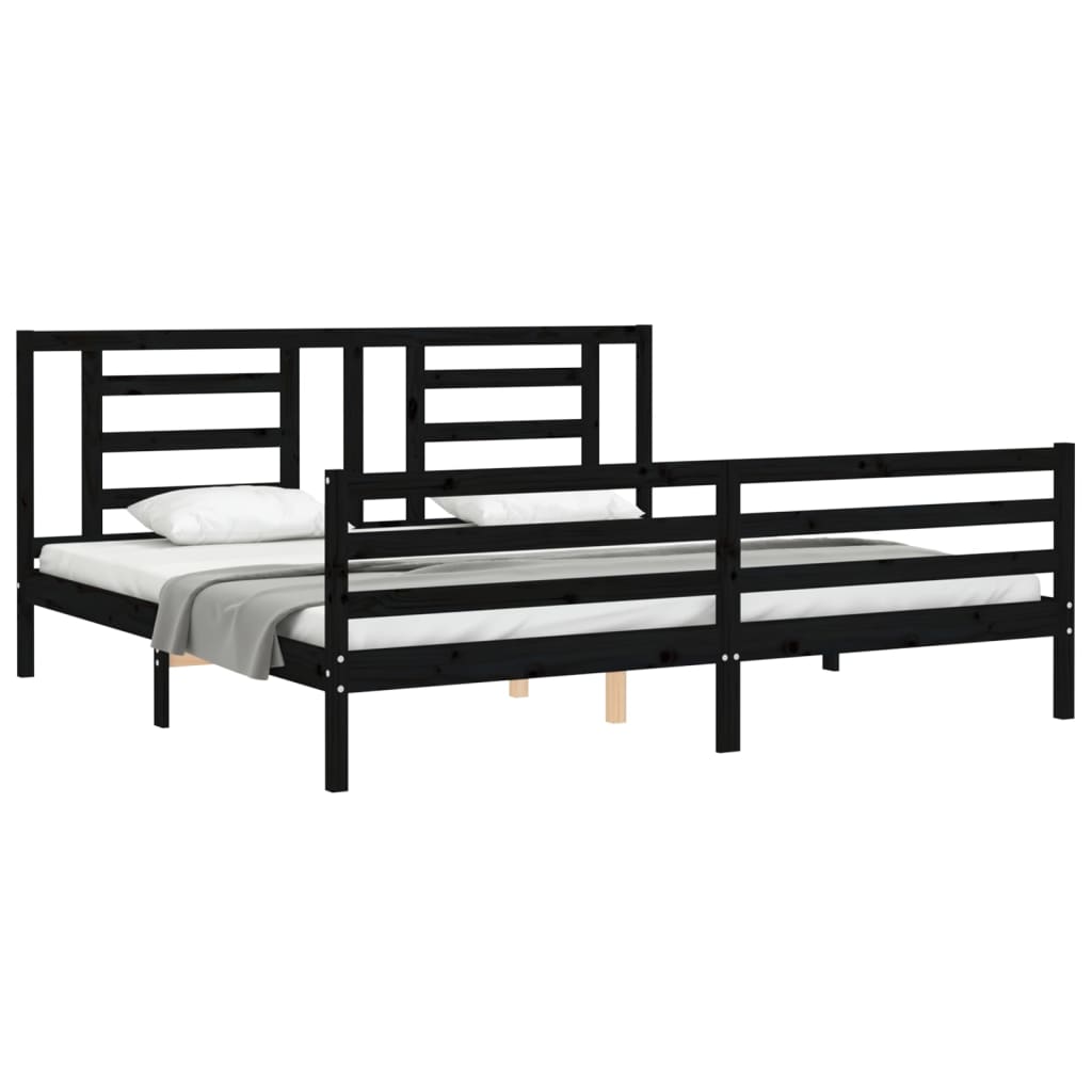 Bed Frame without Mattress Black 183x203 cm King Solid Wood