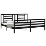 Bed Frame without Mattress Black 183x203 cm King Solid Wood - Top-Down View