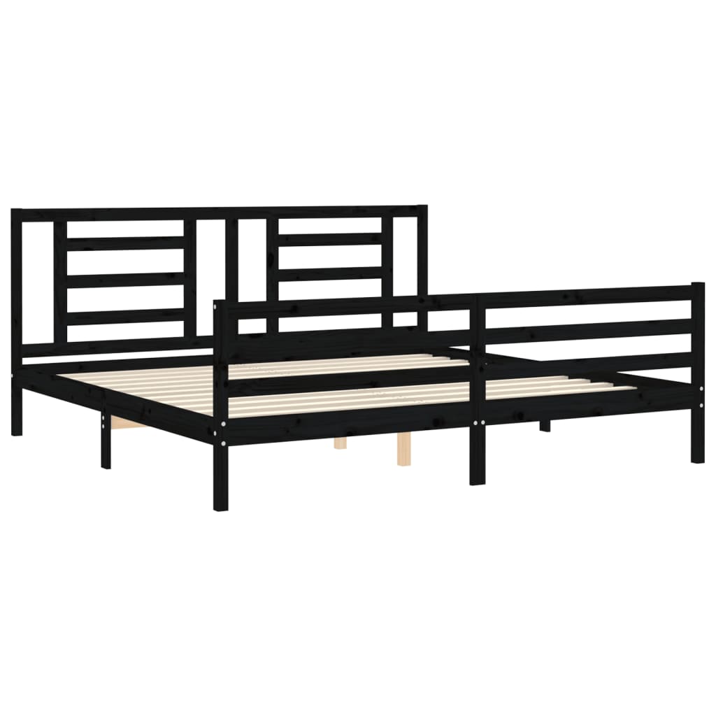 Bed Frame without Mattress Black 183x203 cm King Solid Wood
