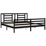 Bed Frame without Mattress Black 183x203 cm King Solid Wood