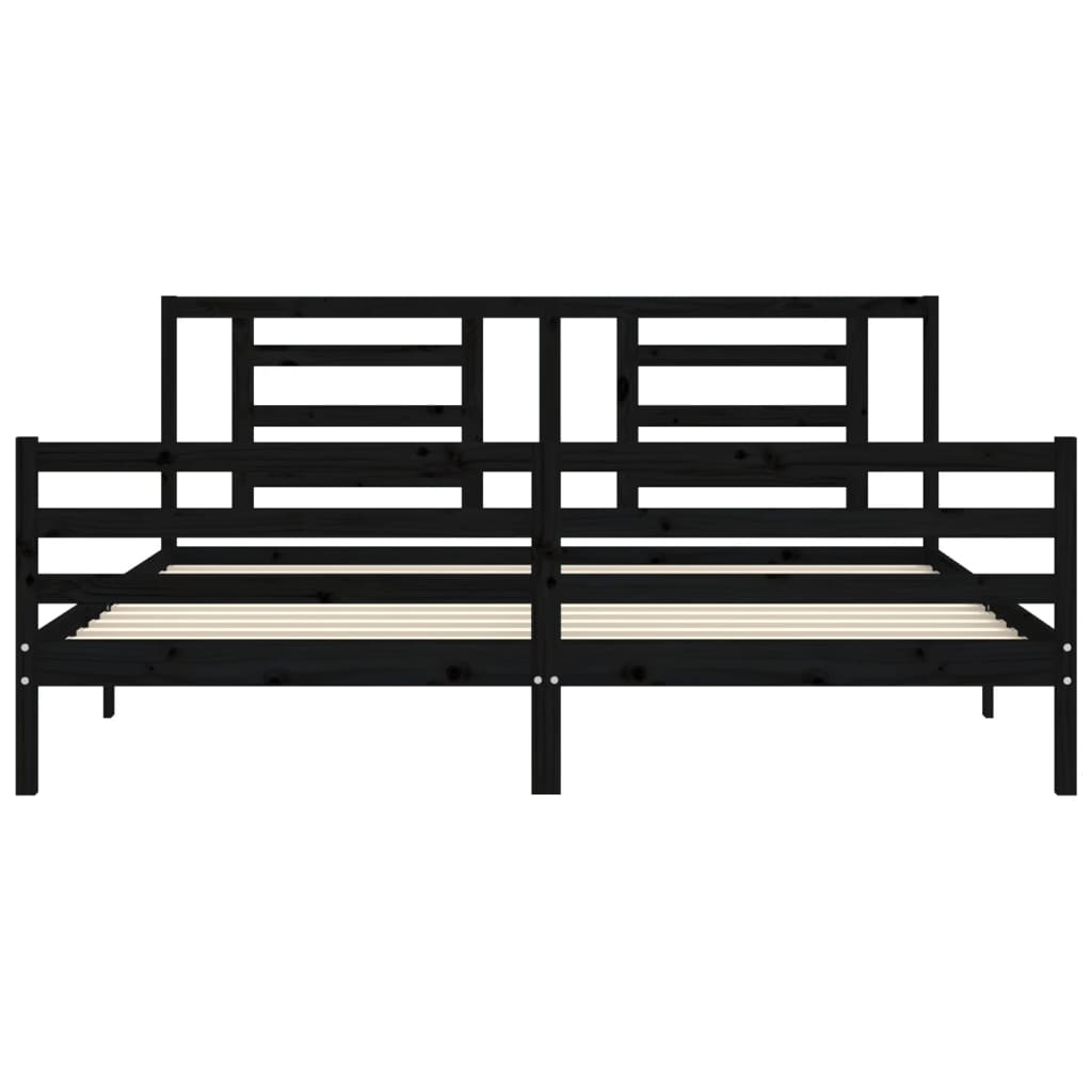 Bed Frame without Mattress Black 183x203 cm King Solid Wood