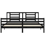 Bed Frame without Mattress Black 183x203 cm King Solid Wood - Rear View