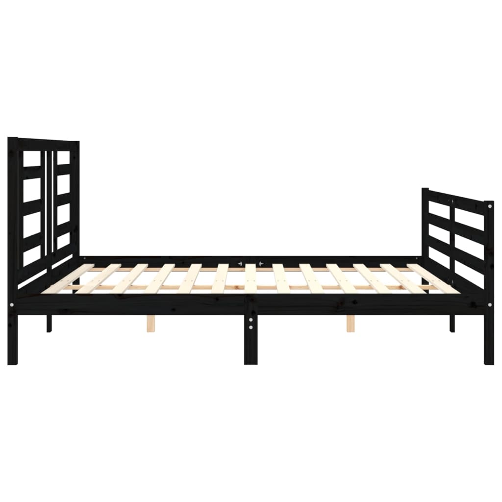 Bed Frame without Mattress Black 183x203 cm King Solid Wood