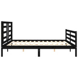 Bed Frame without Mattress Black 183x203 cm King Solid Wood